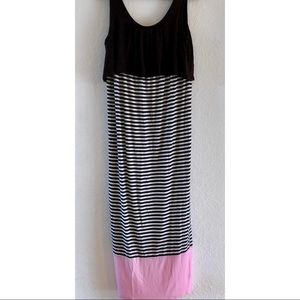 JSP Maternity B&W Stripe and Pink Maxi Dress XL